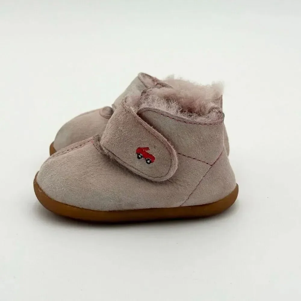 See Kai Run Infant Girls Avery Shearling First Walker Booties Hook and Loop Pink
